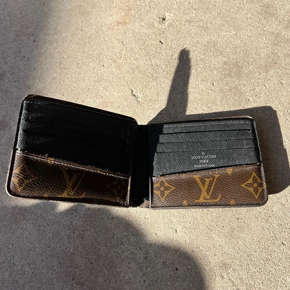 Louis Vuitton Brown Monogram Wallet Multiple Macasser Brown Black Leather 2009